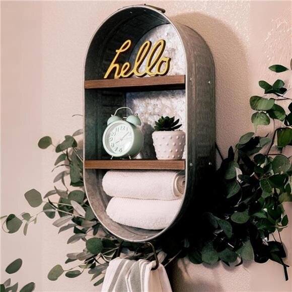 Galvanized Wash Tub with ShelvesRustic Bathroom DécorFarmhouse Rustic